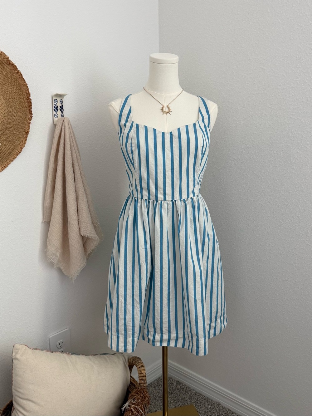 Old Navy Blue and White Striped Sundress